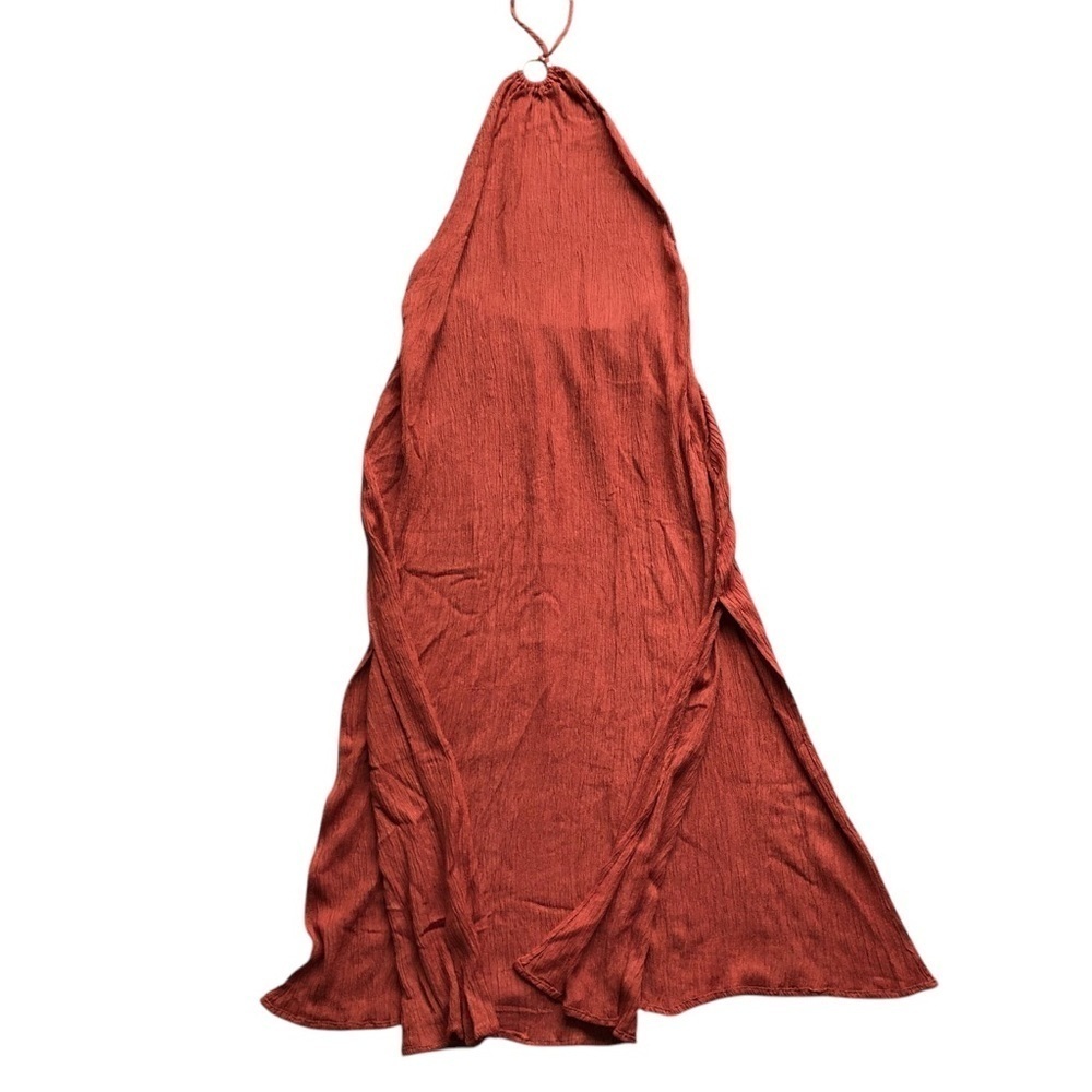 Savannah Morrow The Label Lana Dress Burnt Orange Halter Maxi Silk Bamboo Xxl — image 6 of 8